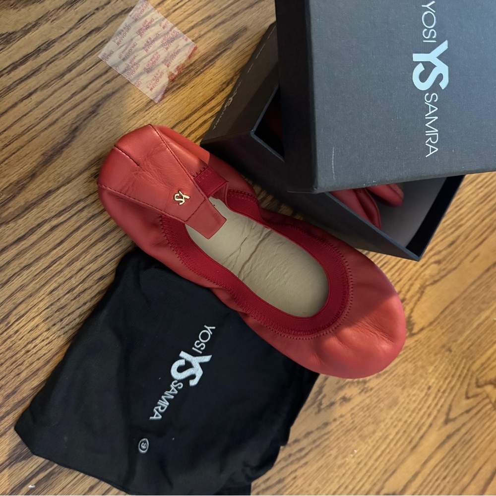 Yosi Samra Red Leather Flats